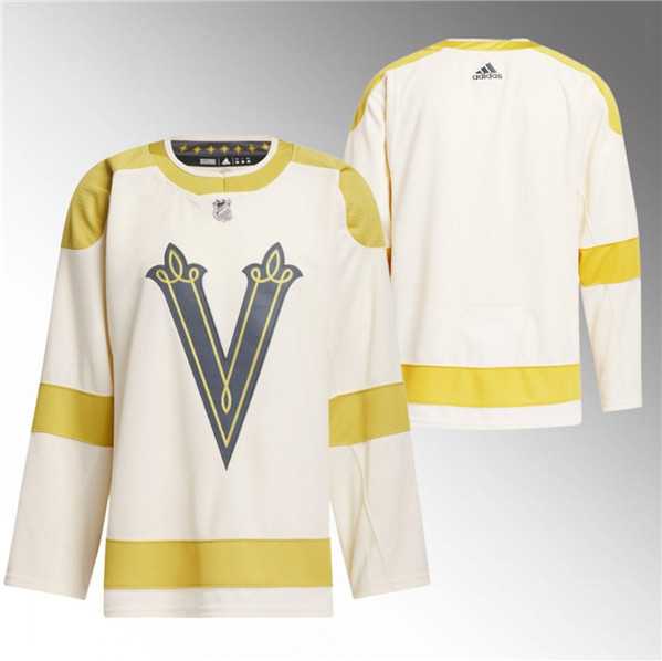 Mens Vegas Golden Knights Blank Cream 2024 Winter Classic Primegreen Stitched Jersey Dzhi